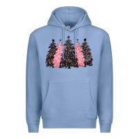 Colony Blue pink christmas trees Premium Hoodie - CowGirlArtShop