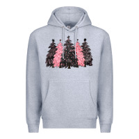 Heather Grey pink christmas trees Premium Hoodie - CowGirlArtShop