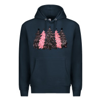Navy pink christmas trees Premium Hoodie - CowGirlArtShop