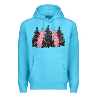 Ocean Blue pink christmas trees Premium Hoodie - CowGirlArtShop