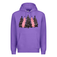 Purple pink christmas trees Premium Hoodie - CowGirlArtShop