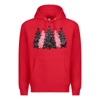 Red pink christmas trees Premium Hoodie - CowGirlArtShop