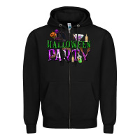 Black Halloween Party Zipper Hoodie - texasbilliewilder