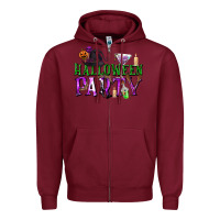 Burgundy Halloween Party Zipper Hoodie - texasbilliewilder