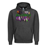 Charcoal Heather Halloween Party Zipper Hoodie - texasbilliewilder