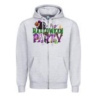 Heather Grey Halloween Party Zipper Hoodie - texasbilliewilder