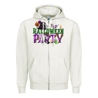 Oatmeal Heather Halloween Party Zipper Hoodie - texasbilliewilder