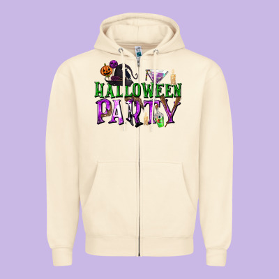 Halloween Party Zipper Hoodie Designed By Texasbilliewilder
