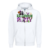 White Halloween Party Zipper Hoodie - texasbilliewilder