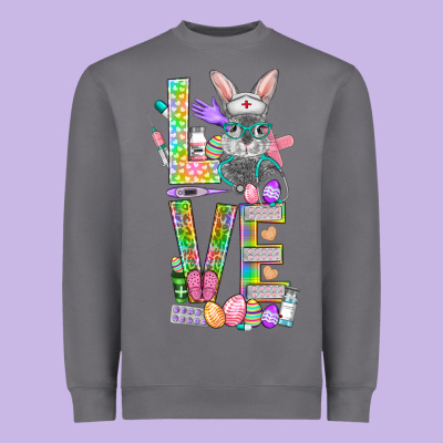 Love Easter Nurse Heavyweight Sweatshirt Designed By Bundleandbundleshop