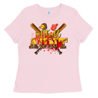 Bubblegum Pink softball aunt Ladies Tee - AdoDesignShop