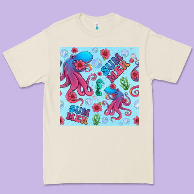 Summer And Octopus Seamless Pattern Premium Tee Designed By Bundleandbundleshop