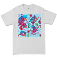 Dove Grey summer and octopus seamless pattern Premium Tee - BundleAndBundleShop