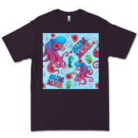 Plum summer and octopus seamless pattern Premium Tee - BundleAndBundleShop