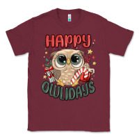 Burgundy happy owlidays Classic Tee - MaliasSmallBusiness