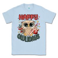 Dusty Blue happy owlidays Classic Tee - MaliasSmallBusiness