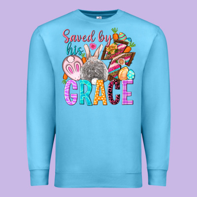 Saved By His Grace Easter Day Premium Sweatshirt Designed By Howdyjamesfarm
