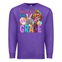Purple Saved by his grace Easter Day Premium Sweatshirt - HowdyJamesFarm