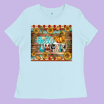 Hello Pumpkin Tumbler Ladies Tee Designed By Bundleandbundleshop