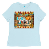 Baby Blue hello pumpkin tumbler Ladies Tee - BundleAndBundleShop