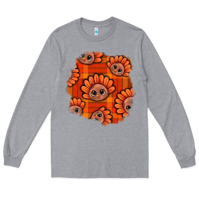 Thanksgiving Turkey With Tartan Patch Long Sleeve Tee by BundleAndBundleShop | Teevron