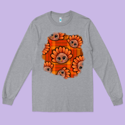 Thanksgiving Turkey With Tartan Patch Long Sleeve Tee Designed By Bundleandbundleshop