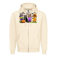 Sandshell Halloween Cat Coffee Cups Zipper Hoodie - texasbilliewilder