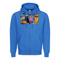 True Royal Halloween Cat Coffee Cups Zipper Hoodie - texasbilliewilder