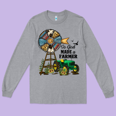 So God Made A Farmer Long Sleeve Tee Designed By Jahusdesignshop