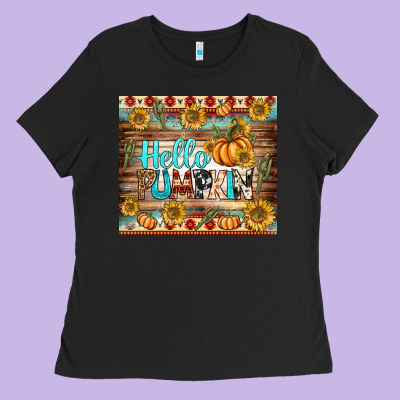 Hello Pumpkin Tumbler Ladies Tee Designed By Bundleandbundleshop