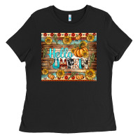 Black hello pumpkin tumbler Ladies Tee - BundleAndBundleShop