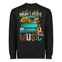 Black Just A Girl Who Loves Country Music Heavyweight Sweatshirt - BundleAndBundleShop