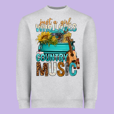 Just A Girl Who Loves Country Music Heavyweight Sweatshirt Designed By Bundleandbundleshop