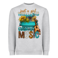 Heather Grey Just A Girl Who Loves Country Music Heavyweight Sweatshirt - BundleAndBundleShop