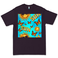 Plum sun with butterfly seamless pattern Premium Tee - BundleAndBundleShop