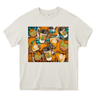 Cream autumun distressed tumbler Heavy Core Tee - BundleAndBundleShop