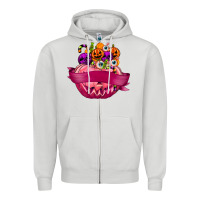 Dove Grey Personalized Girl Halloween Candy Zipper Hoodie - texasbilliewilder