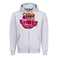 Heather Grey Personalized Girl Halloween Candy Zipper Hoodie - texasbilliewilder
