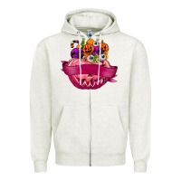 Oatmeal Heather Personalized Girl Halloween Candy Zipper Hoodie - texasbilliewilder