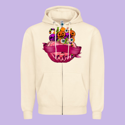Personalized Girl Halloween Candy Zipper Hoodie Designed By Texasbilliewilder