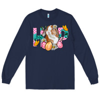 Navy Hop Bunny Easter Long Sleeve Tee - BundleAndBundleShop