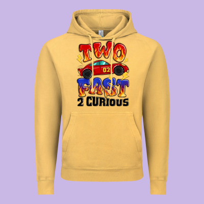 Two Fast Two Curious Boys Birthday Racing Car Vintage Hoodie Designed By Maliassmallbusiness
