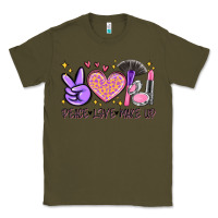 Army Green peace love make up Classic Tee - MaliasSmallBusiness