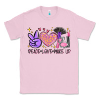 Bubblegum Pink peace love make up Classic Tee - MaliasSmallBusiness