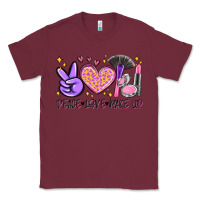 Burgundy peace love make up Classic Tee - MaliasSmallBusiness