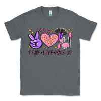 Charcoal Heather peace love make up Classic Tee - MaliasSmallBusiness