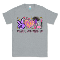 Heather Grey peace love make up Classic Tee - MaliasSmallBusiness