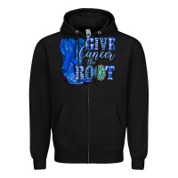 Black give cancer the boot colon cancer blue ribbon nca Zipper Hoodie - NancyCooperArtShop