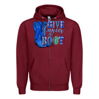 Burgundy give cancer the boot colon cancer blue ribbon nca Zipper Hoodie - NancyCooperArtShop