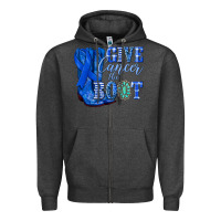 Charcoal Heather give cancer the boot colon cancer blue ribbon nca Zipper Hoodie - NancyCooperArtShop